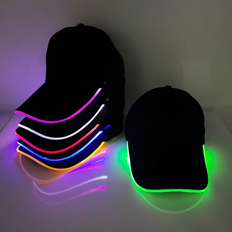 Fluorescent LED Fiber Optic Hat Neon Glowing Baseball Cap Dance Bar Party Supplies Hiphop Rap Hat Club Props Costume