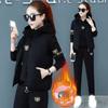 Women's Winter Autumn Thick Vest + Warm Outfit Loose Hooded Tracksuit + High Waist Pant Suits Plush Lined Sweatshirts Women 3 Pieces Sets