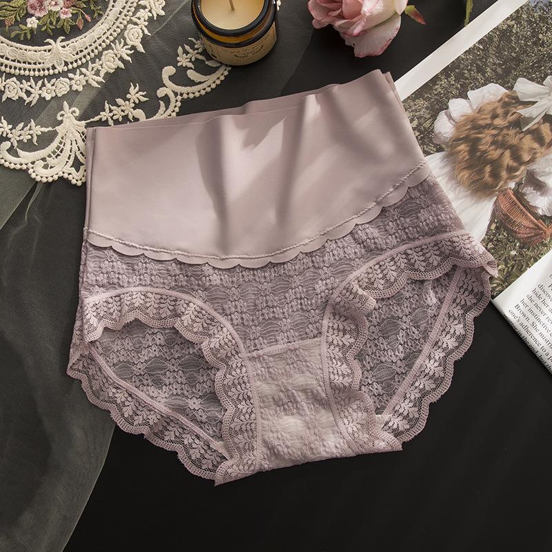 Компрессионное белье Ice Silk с высокой талией для женщин, сексуальное кружевное бесшовное, подтягивающее ягодицы, дышащее, летние треугольные трусики