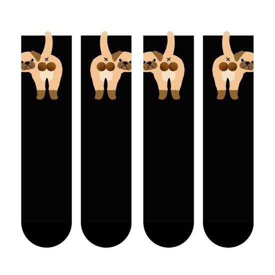 Женские милые носки с собачками с 3D пушистыми помпонами, смешные новинки с принтом животных, хлопковые носки средней длины для женщин, девушек, любителей собак