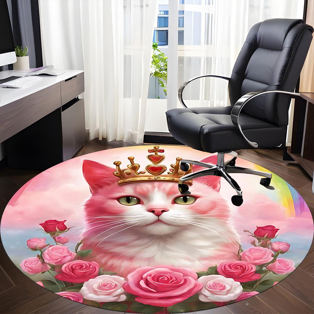 1 шт. Ковер-сиденье KittyChair с короной для офиса, для помещений, нескользящий, моющийся, из полиэфирного волокна, коврик для офиса, можно стирать в машине