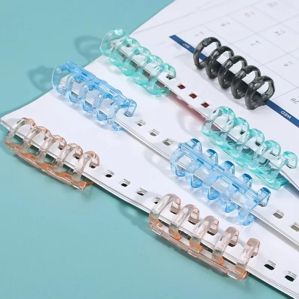 10pcs Stationery 5 Ring Plastic Loose Leaf Clip 5 Holes Spring Spiral Rings Binder School Supplies