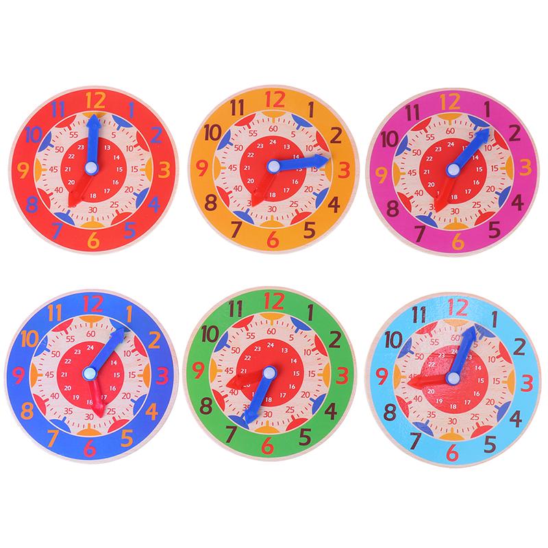 Children Montessori Wooden Clock Toys Hour Minute Second Cognition Clocks