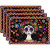 Набор из 4 льняных салфеток на стол 'День Мертвых' Dia De Los Muertos Мексиканский Алтарь Мертвых Украшения Сахарный Череп