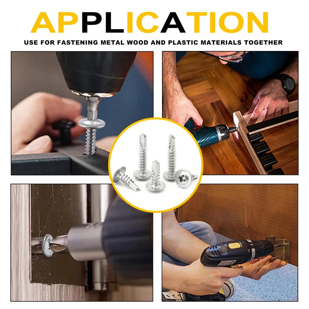 VKKM - Саморезы M4.2, 60 штук из нержавеющей стали 410, Длинное покрытие, Выбор платформы, Надежное крепление.