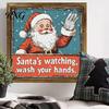 American Country Home Decor Double-Layer Wooden Framed Christmas Wall Art, Retro Santa Reindeer Picture Frame, Rustic Wood Art Prints Hangable