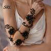 Artificial Flower Cuff Fairy Floral Arm Wrap, Woodland Elf Bracelet, Forest Nature Fabric Accessory Costume Accessories for Women, Halloween Cosplay,