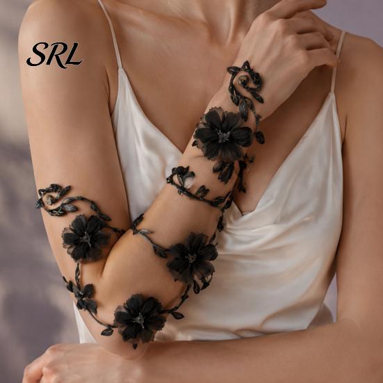 Artificial Flower Cuff Fairy Floral Arm Wrap, Woodland Elf Bracelet, Forest Nature Fabric Accessory Costume Accessories for Women, Halloween Cosplay,