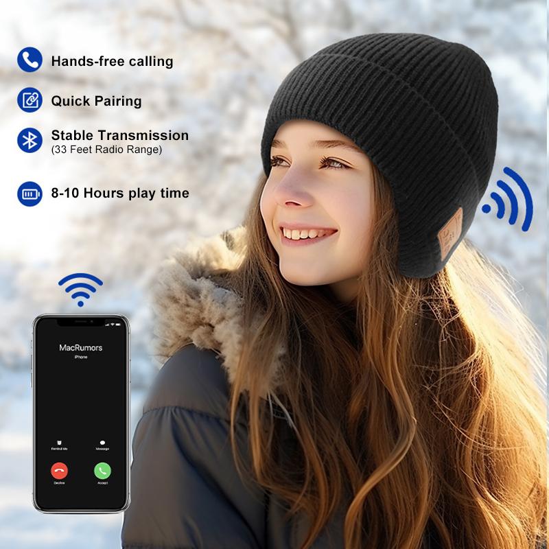 Music Hat Winter Windproof Music Cap 5.0 Bluetooth Wireless Stereo Headphones Music Hat Ear-Covering Headset Beanie Headwear