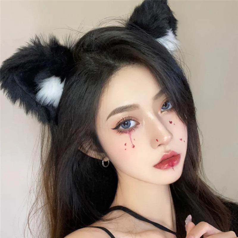 Cute Cat Fox Fur Ear Hair Hoops Night Hairband Headbands Hair Cat Ear Hair Band