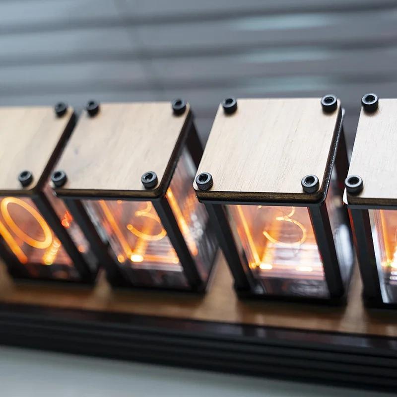 Креативные Роскошные Часы с Газоразрядными Индикаторами (Nixie) Деревянные DIY Настольные Часы Креативные Электронные Настольные Часы RGB Бесшумные Цифровые Часы Декор