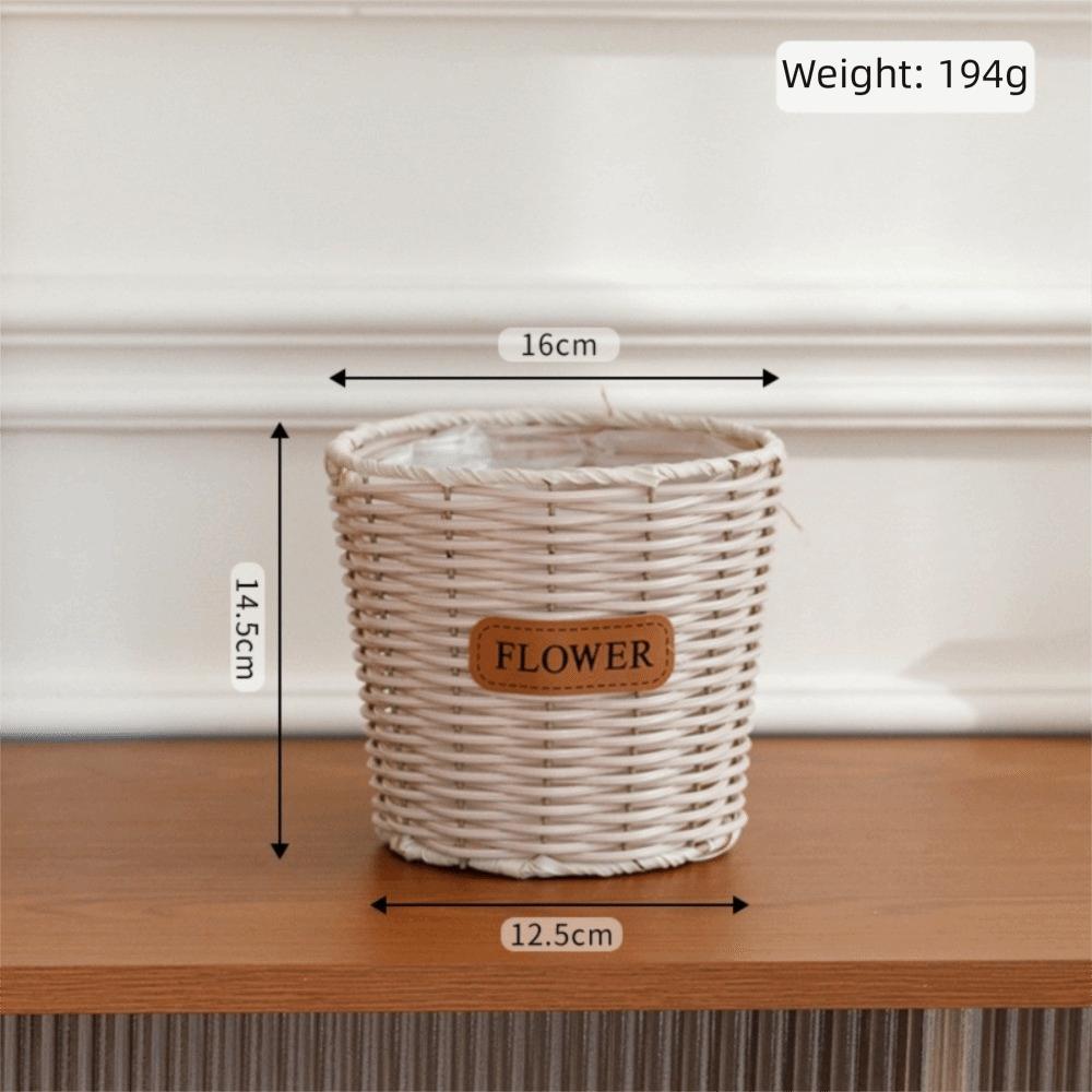 Tabletop Imitation Rattan Basket Plastic Rattan Storage Baskets Woven Plant Pot Indoor Storage