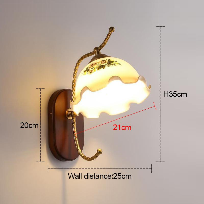Nordic Minimalist Bedroom Bedside Lamp American Retro Living Room Wall Corridor Corridor Lamp Japanese Solid Wood Glass Wall Lam