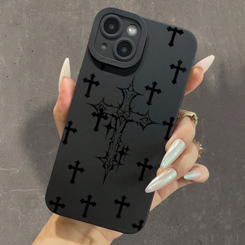 Черный графический чехол с крестами для iPhone 15 14 13 12 11 x XR Xs SE2 SE 8 7 plus pro Max mini силиконовая задняя крышка