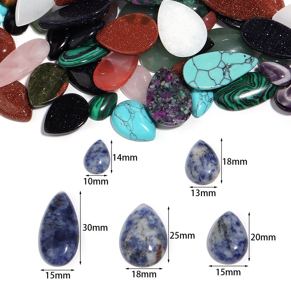 LOULEUR WaterDrop Natural Stone Cabochon For Jewelry Making Tiger Eye Amethyst Lapis Lazuli Agate Stone Beads for Handwork
