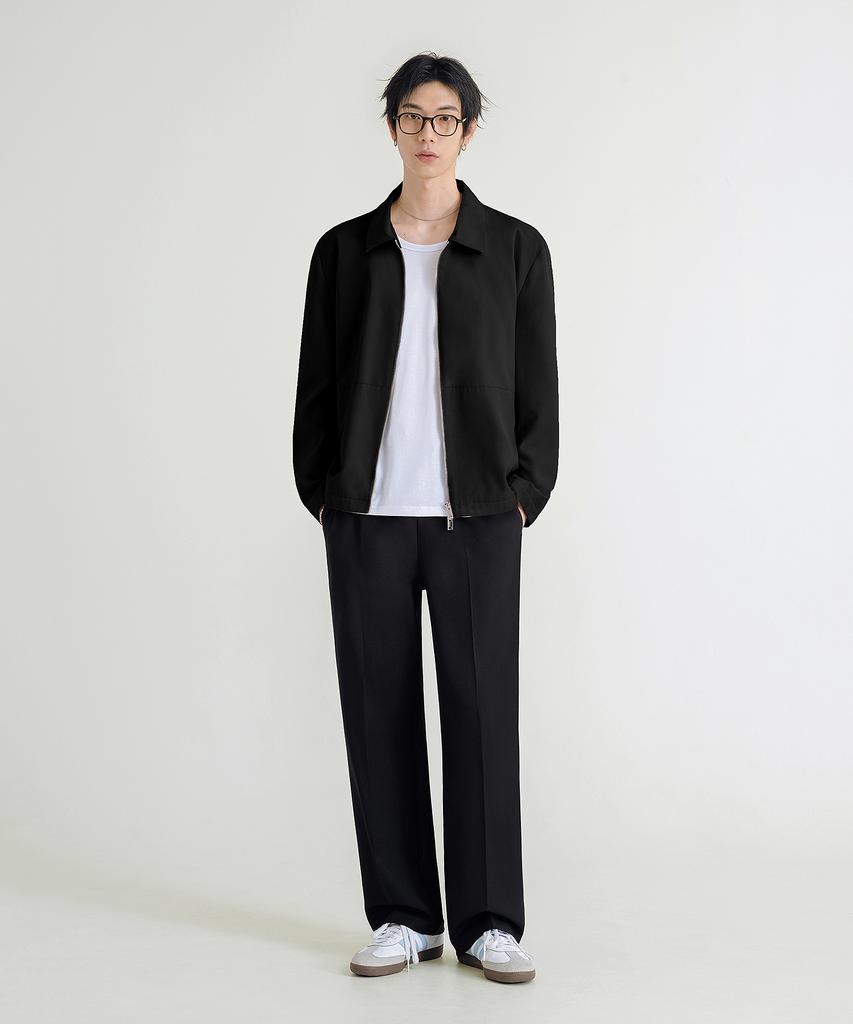 LEMAIN SECOND Easy Semi-Wide Elastic Waist Slacks [Black]