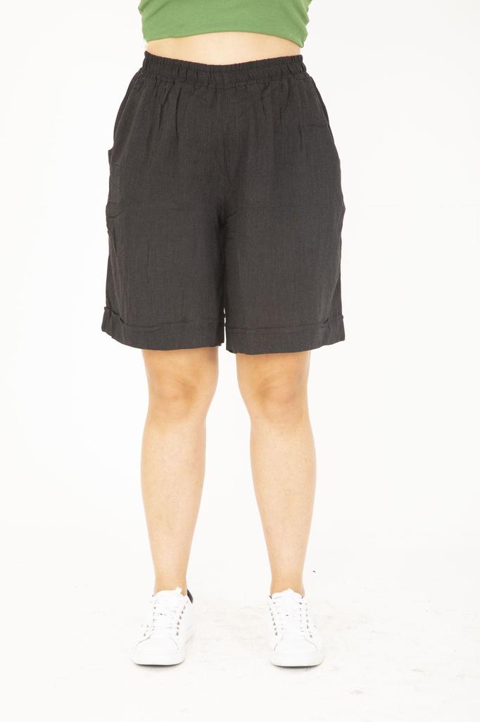 Женские модные шорты большого размера и бермуды большого размера, темно-синие шорты из вискозной ткани с эластичной резинкой на талии