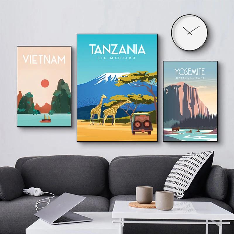 Марокко Пейзаж Постер Париж Нью-Йорк Сити Путешествия Холст Живопись Современное Настенное Искусство Модульная Печать Картины Проход Домашнее Украшение