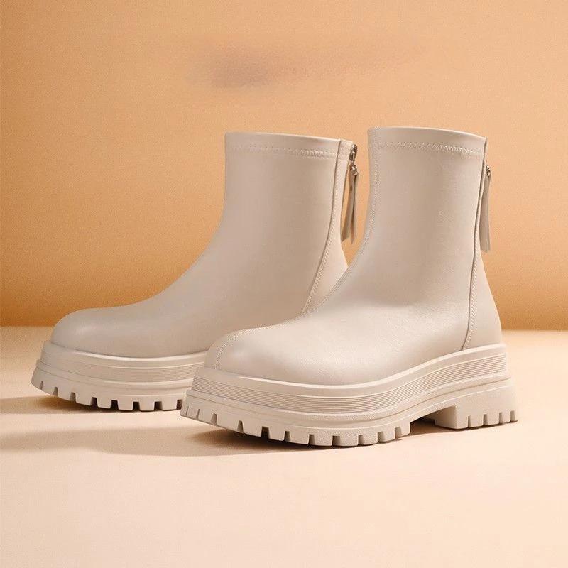 Heeled Booties Large Size Warm Very High Heels Women's Ankle Boots Round Toe Hot Sale Quality Spring 2024 Pu Female Short Shoes