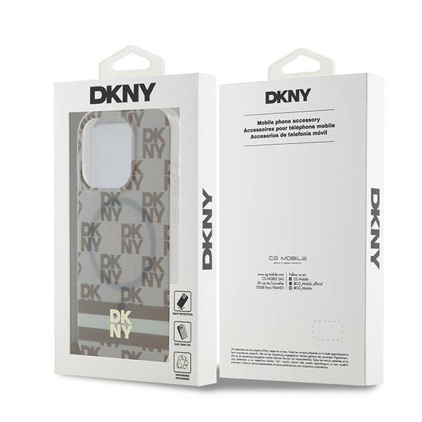 Dkny Iml Checkered Mono Pattern & Printed Stripes Magsafe Case For Iphone 13 Pro / 13 - Beige