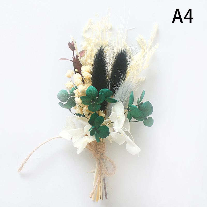 1Pc Mini Natural Dry Flowers Bouquet Boutonnieres Groomsmen Buttonholes Bridesmaid Flower Corsage Brooch Christmas Wedding Decor