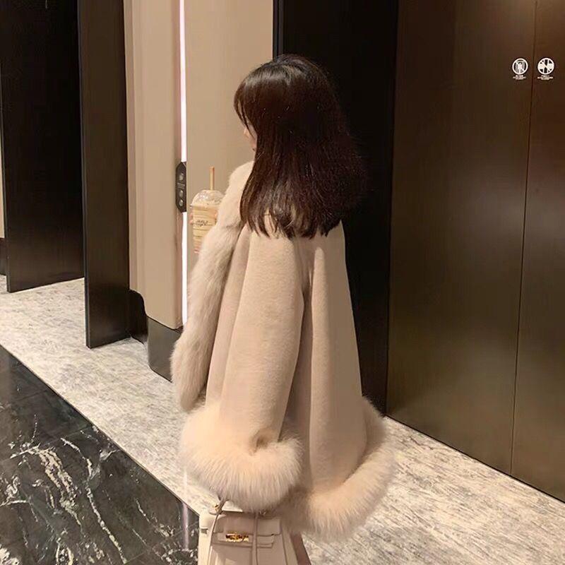 Утолщенная накидка, женская длинная шерстяная куртка, зимнее пальто в стиле пэчворк