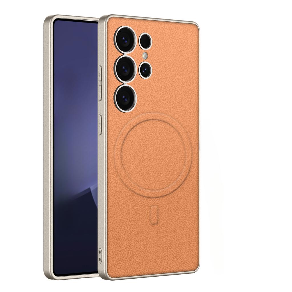 Кожаный жесткий чехол с магнитным покрытием для телефона Samsung Galaxy S25 S24 Plus S23 ультра ударопрочный защитный чехол