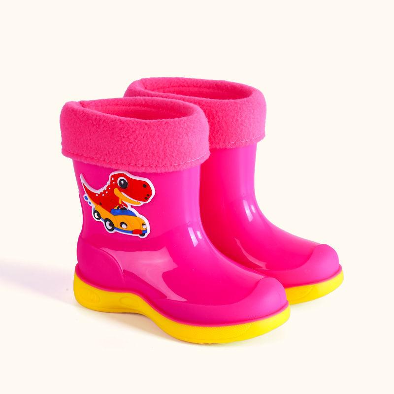 Waterproof Cartoon Rain Boots for Boys Girls Aged 8 To 11 Non-Slip Warm Rubber Shoes for Kids Comfortable Rain Footwear