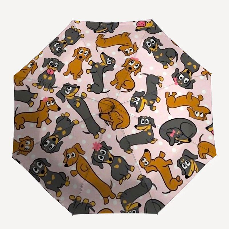 1pc Dachshund Pattern Umbrella with Plastic Handle,Compact & Stylish,Cartoon Pattern,Outdoor UmbrellaPT360