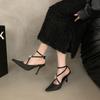 Premium Temperament Bag Head Sandals Women's Shoes 2025 New Summer Satin Cross with Sexy Pointed High Heels