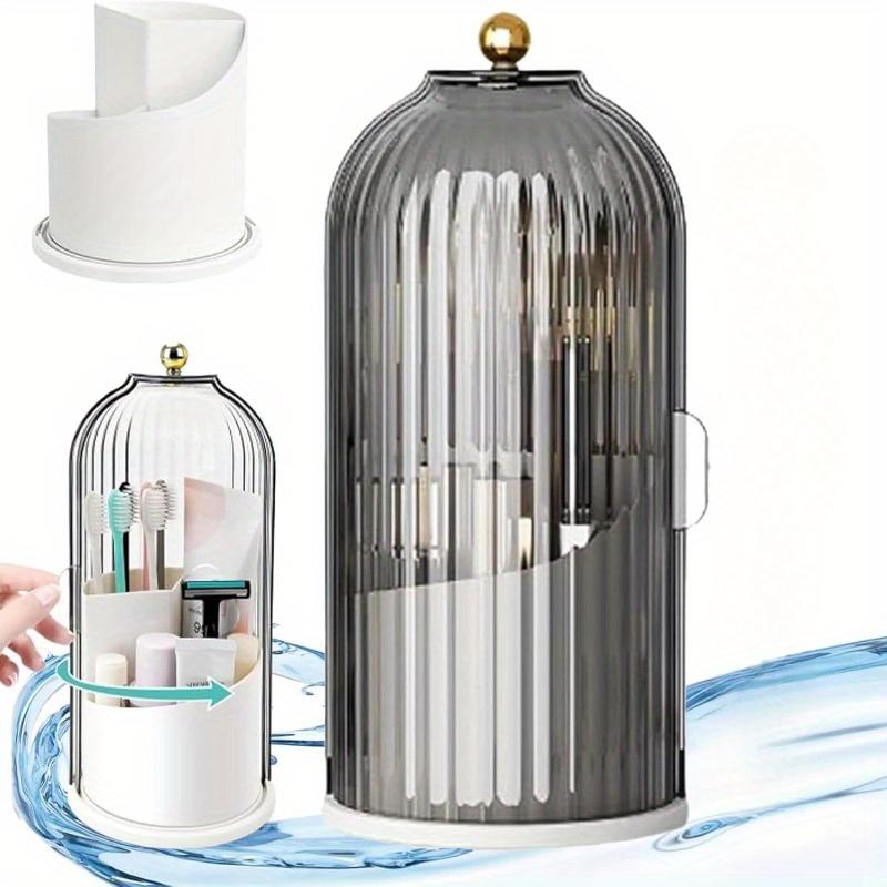 Holder With 3slot Toothbrush Rotating Sliding Lid Highquality Plastic Bathroom Organizer For Vanity Countertop And Sink Ideal For Toothbrushes