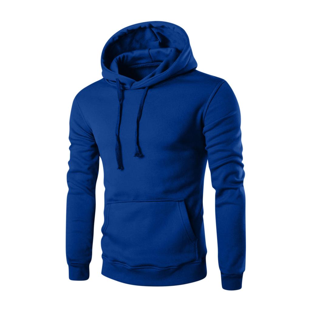 Men's Solid Color Hooded Sweatshirt Men's Casual Sports Long Sleeved Pullover Sweatshirt