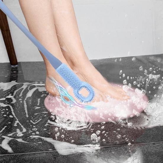 2 шт. Щетка для чистки пальцев ног Силиконовая мочалка для ног с ручкой длиной 15,7 дюйма Мягкая чистящая щетка для душа Инструмент для ухода за ногами для пожилых людей Мужчин Женщин