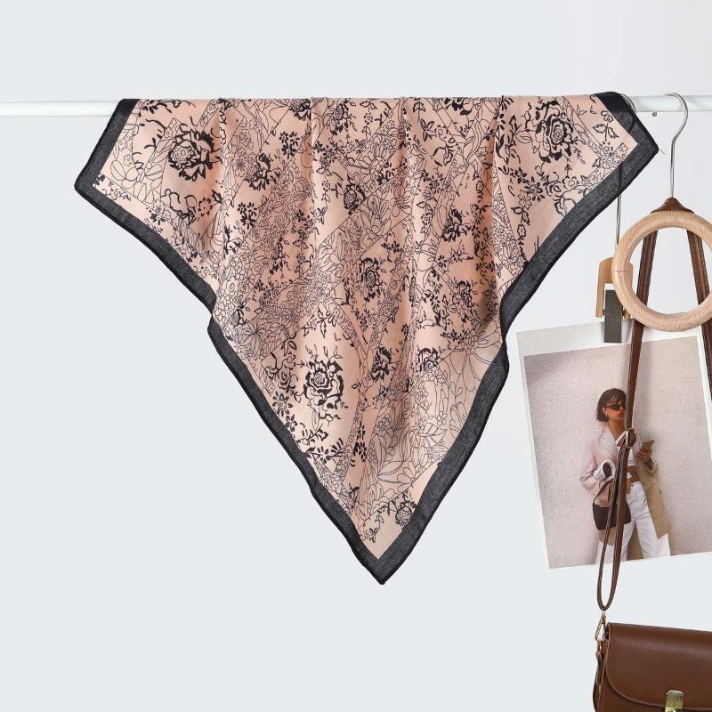 New Women's Silk Scarf High-end Velvet Versatile Simple Triangle Scarf Decorative Small Scarf Hot-selling