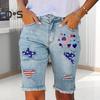 Women's Distressed Ripped Denim Shorts High Waist Stretch American Flag Short Pants Summer Casual Jean Shorts