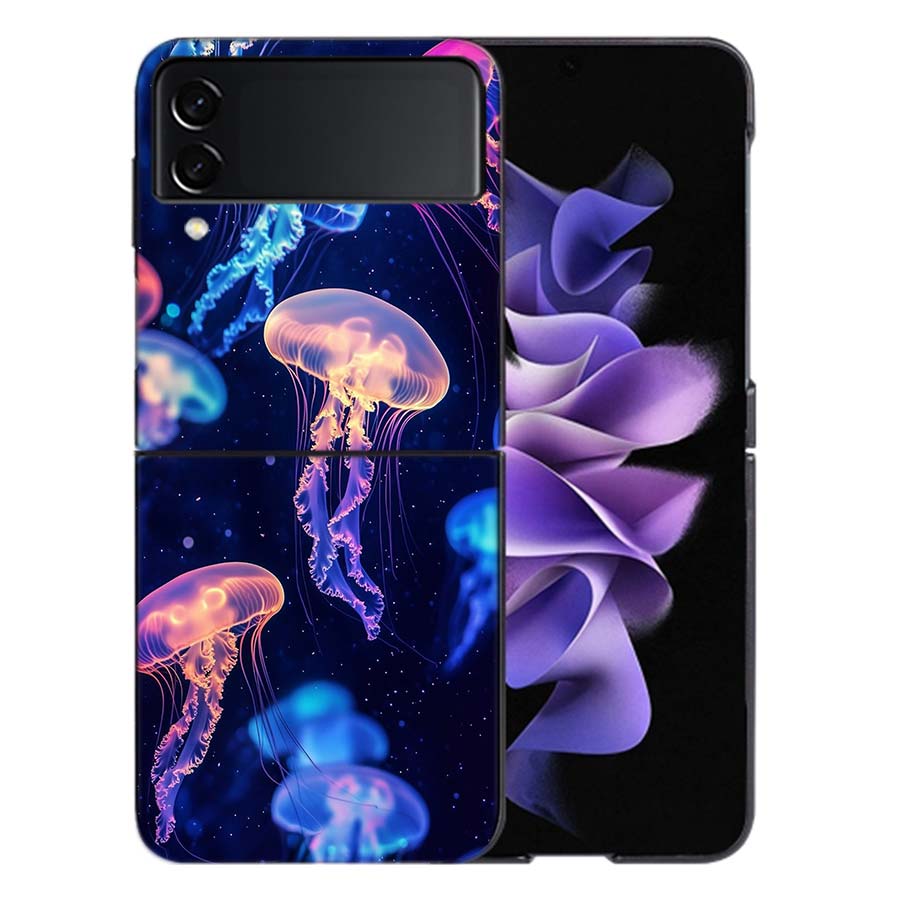 Очаровательный Неоновый Медуза Чехол Для Samsung Z Flip7 6 Galaxy Чехол Ударопрочный Z Flip5 Z Flip3 4 5G Жесткий Чехол Телефон ТПУ ПК Жесткий