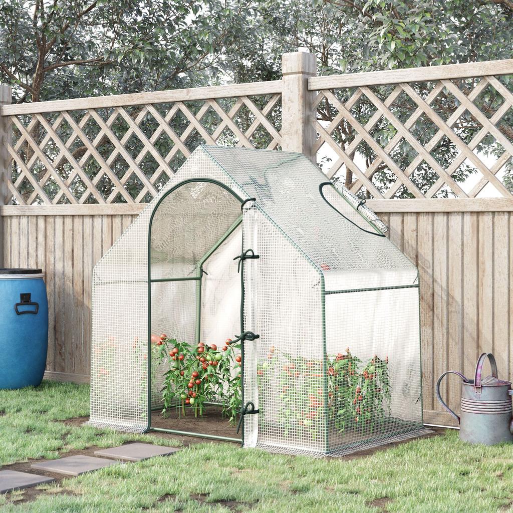 Greenhouse, Walk-In, 1.80 x 1.00 x 1.68 m, Foil Greenhouse, Sturdy Tarp, White