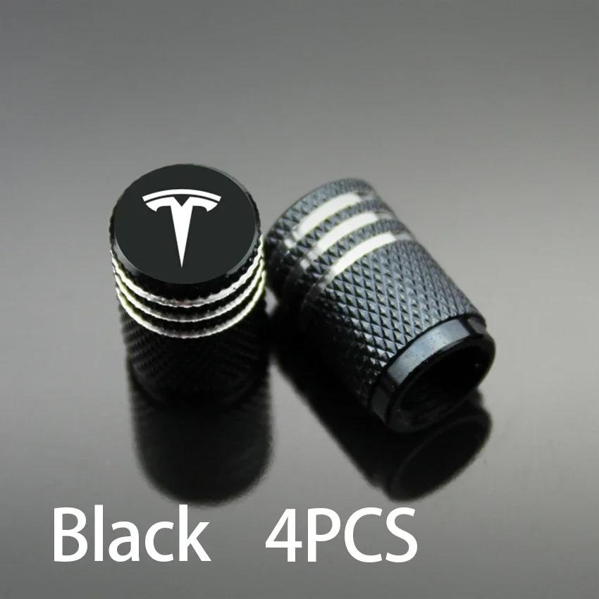 CSNK3 Tesla Model 3 Y S X - 4PCS Aluminum Alloy Tire Valve Stem Caps Covers, Car Wheel Accessories Replacement