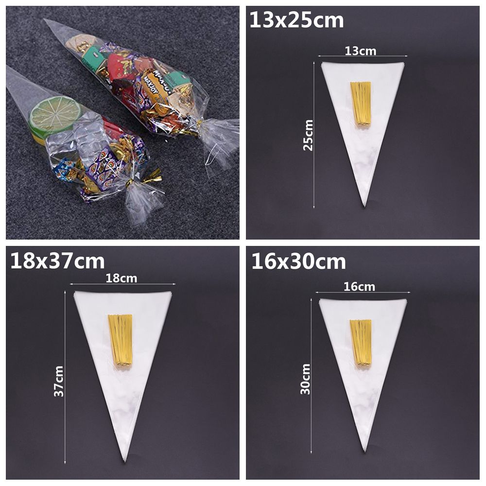 Wedding Supplies Jewelry  Plastic Candy Bag Snack Pocket Seal Cone Pouch Transparent Package