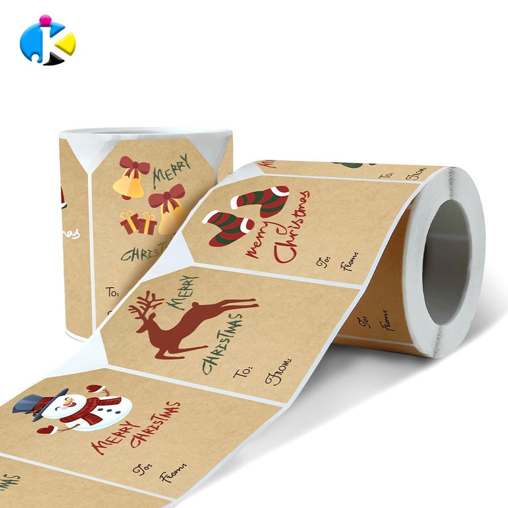 180-250pcs Kraft Paper Christmas Snowman Stickers Gift Decorative Package Stickers Wrapping Gift Box Label Christmas Tags