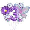 Purple And Pink Butterfly Balloon Set, Chrysanthemum Aluminum Film Confetti Balloon, Baby Rain Party Arrangement