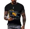 Engineering Truck Excavator Summer Personality Men's T-shirt 3d-printed Oversize Short Sleeve Bulldozer Tractor O Collar Shirt