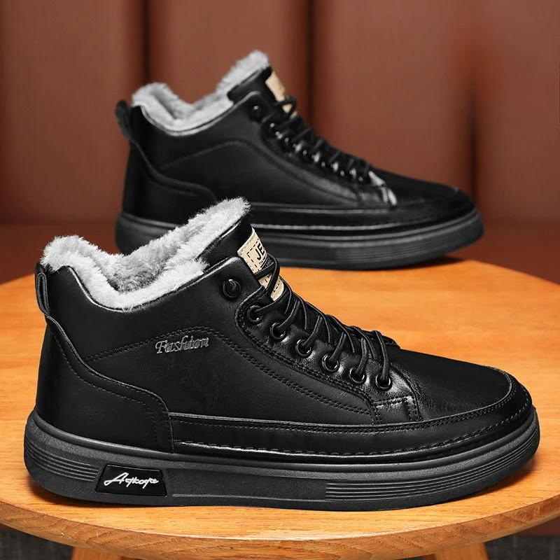 Male Winter Sneaker Shoes Lace Up Platform Men's Snow Sport Boots Casual High Quality Comfortable Fashion Brands New In Fleece