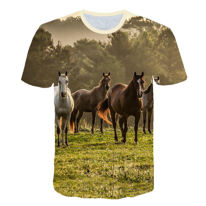 Animal Horse 3D Print Kids Short Sleeve T Shirt Fashion Casual Cartoon T-Shirt Harajuku Boys Girls Children's Clothing Tees Tops