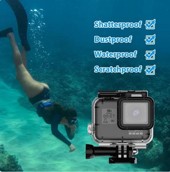 Водонепроницаемый чехол для GoPro Hero 9/10/11, 60М/197ФТ Бокс для дайвинга Подводный защитный чехол, Сменный корпус для дайвинга для GoPro 9 10 11 Аксессуары