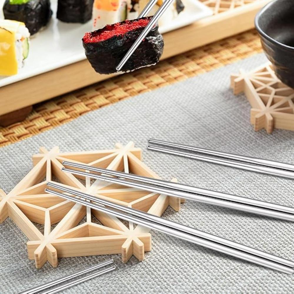 1-100Pairs Chopsticks Stainless Steel Non-slip Chinese Chopsticks Sushi Food Sticks Reusable Kitchen Tools for Dishwasher
