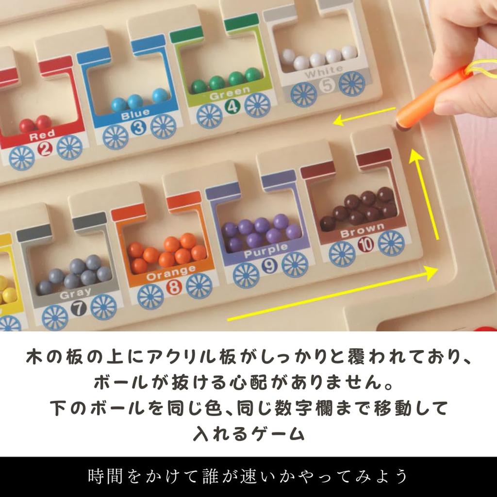 Noanoa Train Счетная доска Ручка Обучающая развивающая игрушка Монтессори-игрушка Для мальчиков и девочек Пальчиковая тренировка Деревянная игрушка Игра на сопоставление Подарок на день рождения