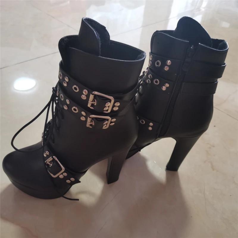 Big Red Women's Ankle Boots Platform White Yellow Lace up High Heels Short Boot Female Autumn Winter Unisex Shoes Sexy