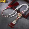 Tassel Chinese Pearl Necklace Long Ethnic Pearl Pendant Vintage Hanfu Necklace  Horse Face Skirt