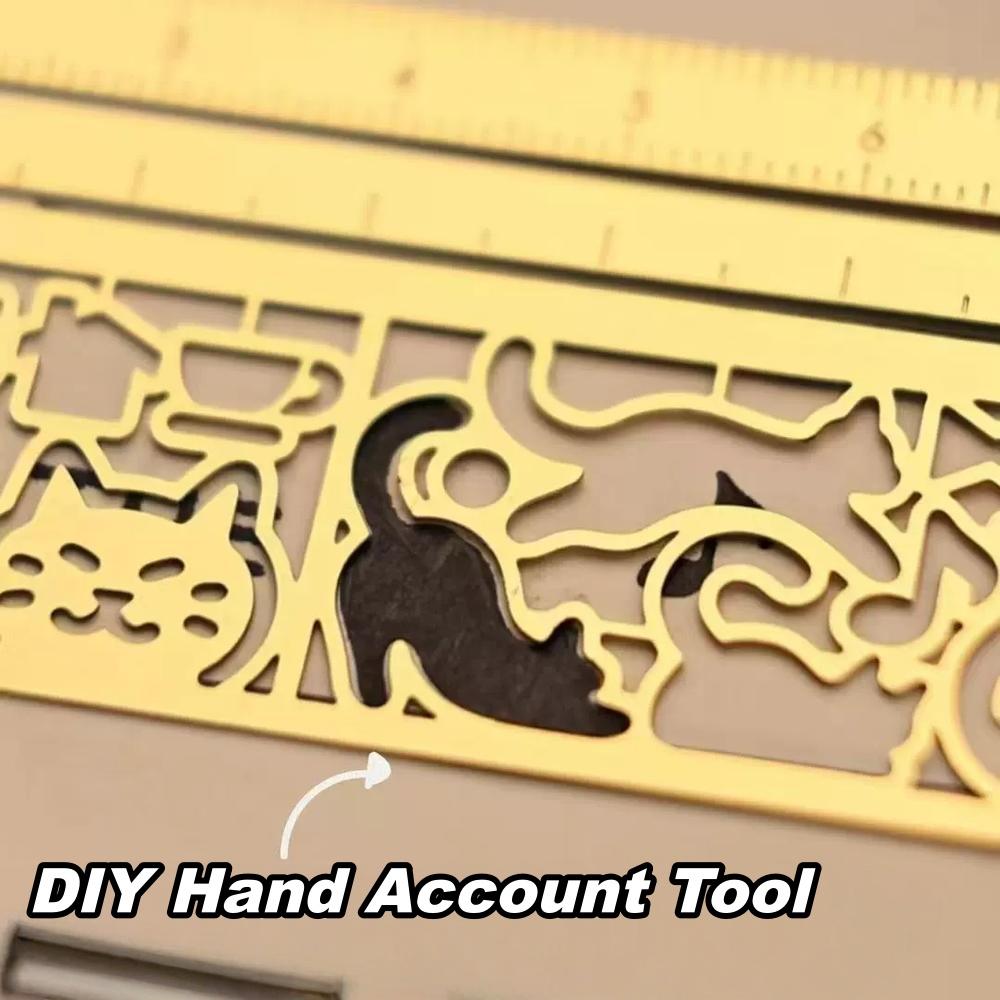 Japanese Cat Template Metal copper Bookmark Ruler Hollow Ruler Diy Crafts Gift School Reading folder